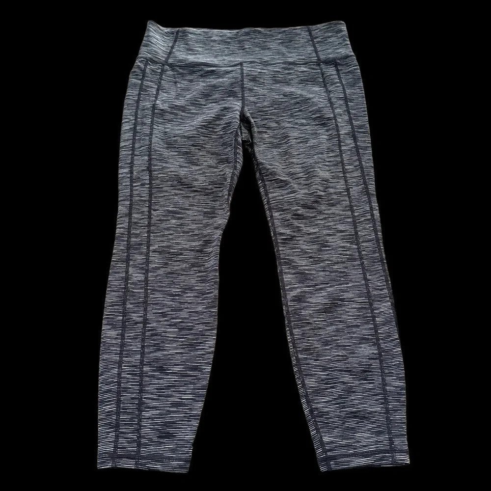 Athleta Size XL Black Power Up Space Dye Cropped Leggings Workout Tights Running